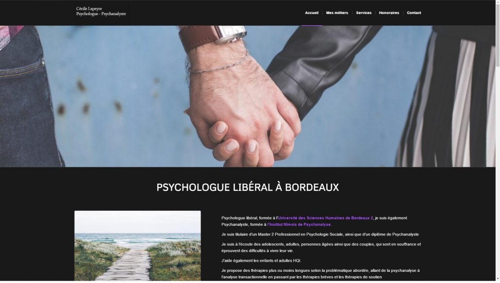 Photo du site internet de la psychologue