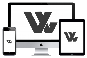 Trois écrans montrant le logo Wecode - Création de site internet